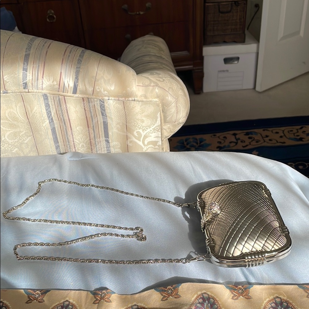 Silver Metal Clutch Evening Bag